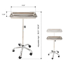 Adjustable Height Medical Tray Trolley Stainless Steel Trolley Sturdy Pallet Rack Hospital Trolley Tray Bracket